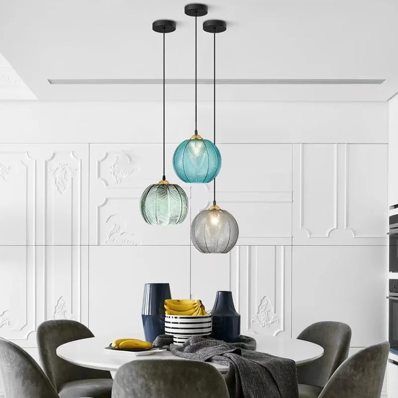 北欧ストライプガラスペンダントランプモダンなキッチンアイランドペンダントランプリビングダイニングルームベッドルームベッドサイドシャンデリア家の装飾