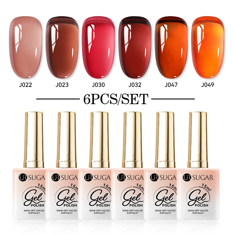 UR SUGAR 6-Farben Jelly Nude Pink Gel-Nagellack Frühling Sommer Herbst Winter Semi Permanent Soak Off UV & LED Gel Nail Art Lack