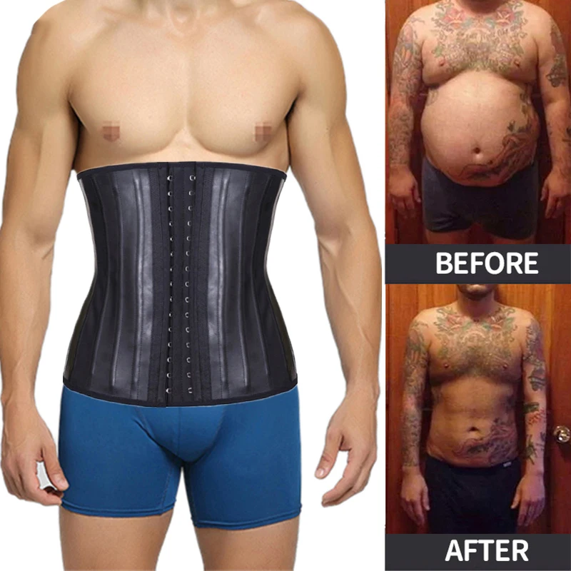 Latex Corset for Man Waist Trainer Body Shaper Slimming Workout Fitness Girdles Bodysuit Belly Control Shaperwear Fajas