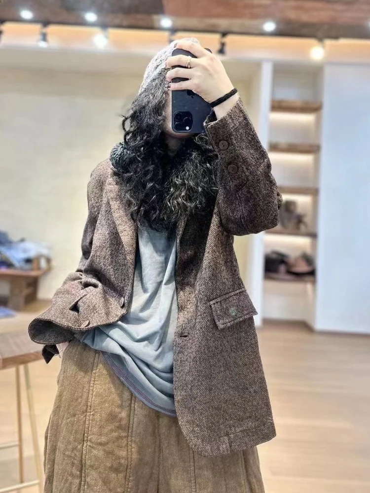 

Ele Thiened, повседневное удобное пальто из смеси шерсти, ретро-художественная верхняя одежда для отдыха, Sli Faionable