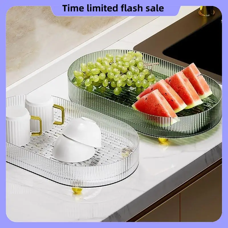 

A40T Tray Teacup Storage Countertop Makeup Table Tray, Decorative Tray For Coffee Table Countertop Kitchen Bathroom Durable B