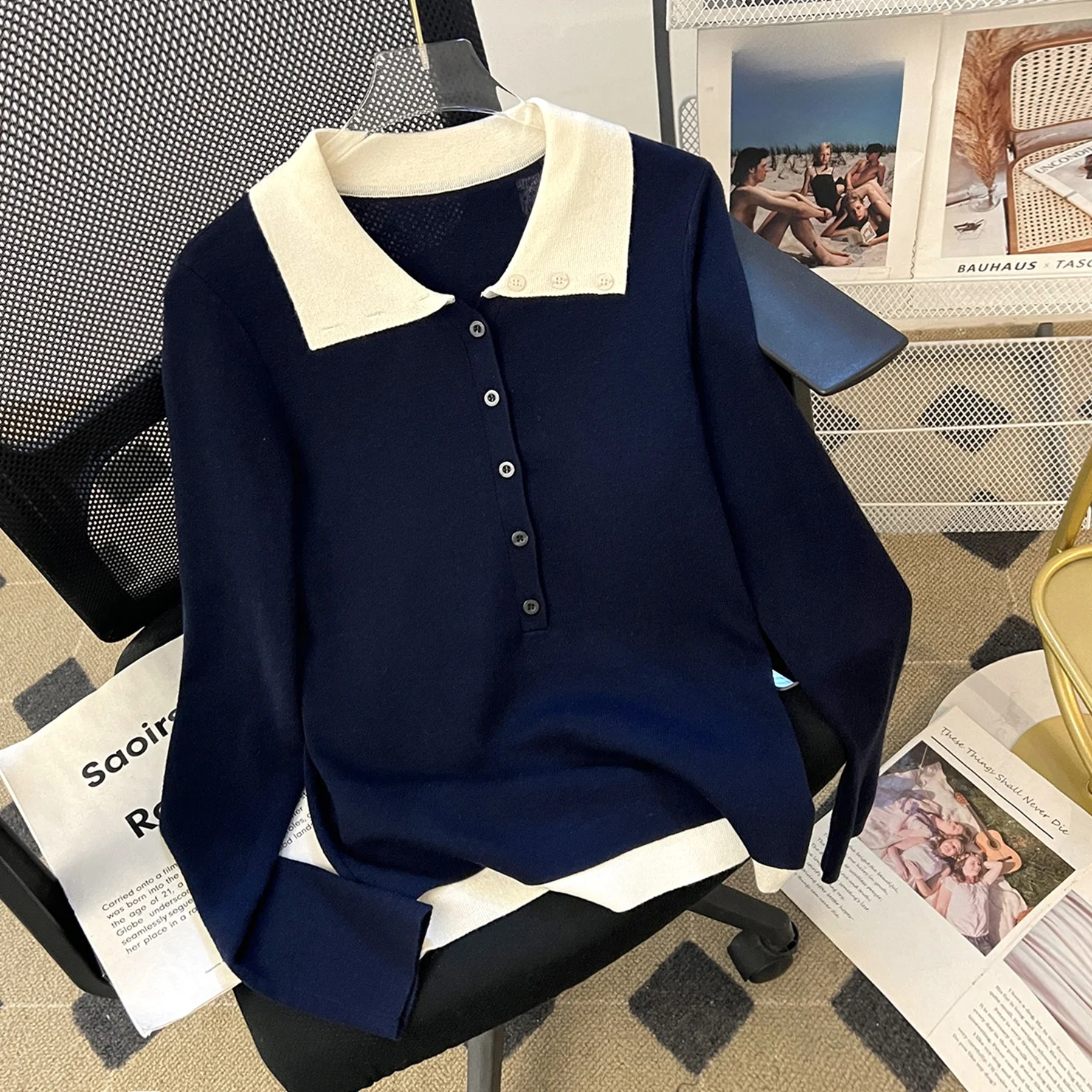 

Women's Knitted Long Sve Ne Sweater Slim Fit Base irt Color Blo Design Autumn Winter New Sle Ele Sle