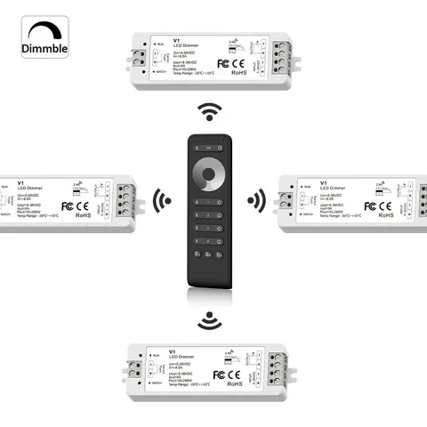 4Zone LED Dimmer 12V 24V 36V Single Color LED Strip Dimming Kit Wireless Wifi 2.4G RF Remote Control Push Switch Dim V1 Dimmable