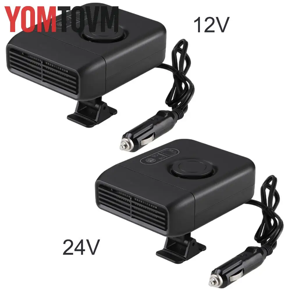 1Pc Black Car Heater Defroster 12V 24V Universal For Sedan SUV Truck With 360 Degree Rotating Base And Defogging Airflow