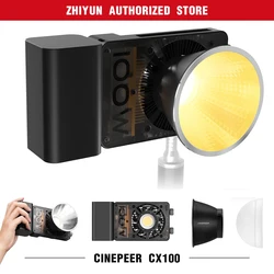 ZHIYUN CINEPEER CX100 100W LED Video Light with Built-in 4500mAh Battery 2700K-6500K for Filmmaking Live Streaming Videography