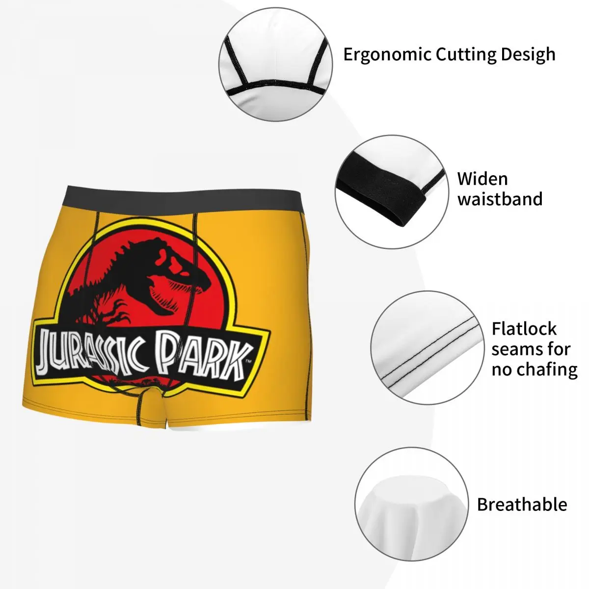 Custom Jurassic Park Boxers Shorts Men\'s Dinosaur World Briefs Underwear Novelty Underpants