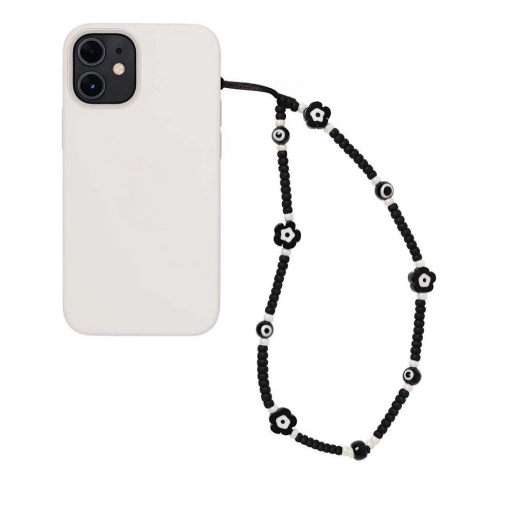 Phone Chain Supplier Black Evil Eye Flower Charm Phone Strap Beads Cell Lanyard Telephone Jewelry Wholesale Pricing