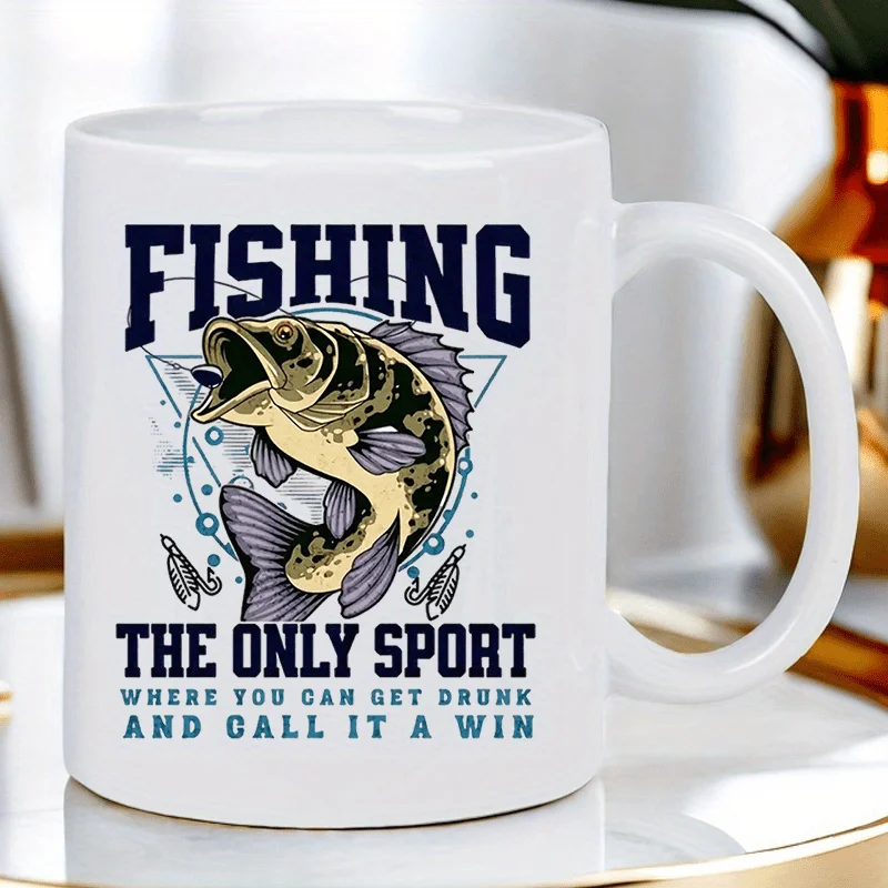 Fishing Is My Therapy" Coffee Mug 11oz – White Ceramic Cup for Angler Dad, Father's Day Birthday Gift, Dishwasher Safe - view 3