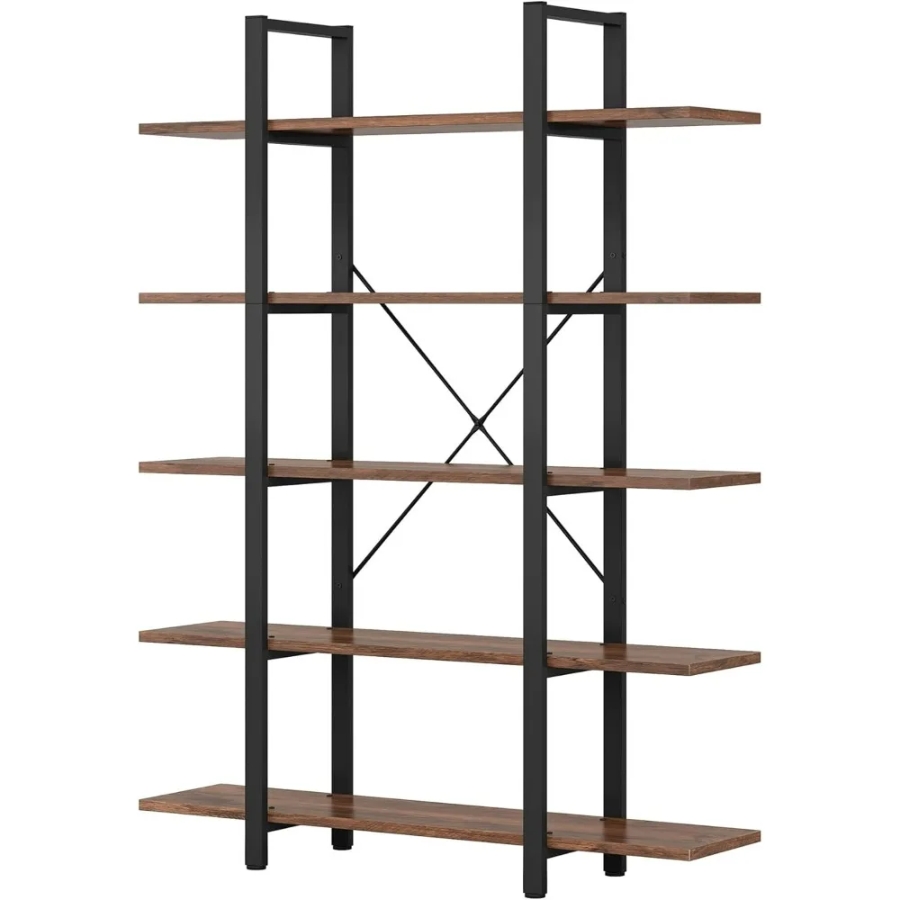 

5-layer bookshelf, vintage industrial style bookshelf 72 high x 12 wide x 47 liters in, vintage brown