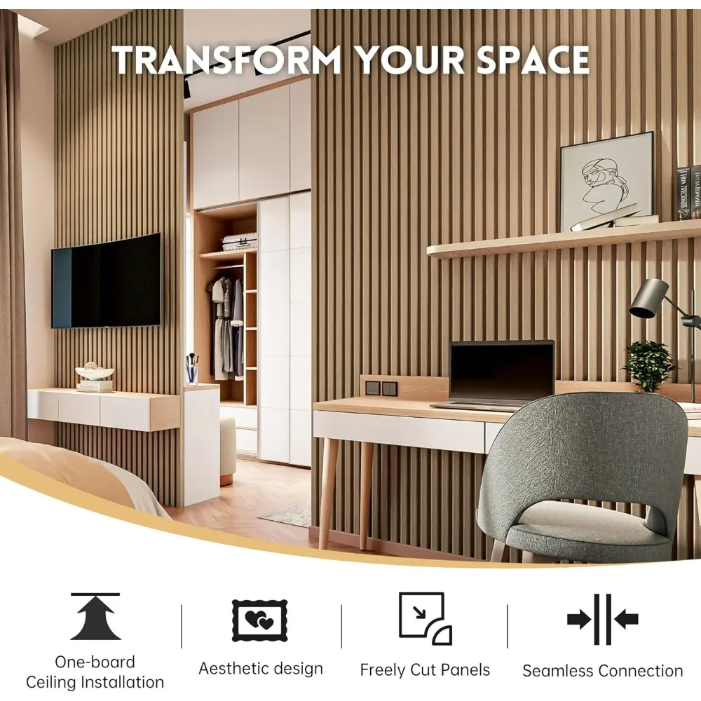 Panel Dinding Bilah Kayu Walnut 99,5" x 11" x 0,8" 2 Pak