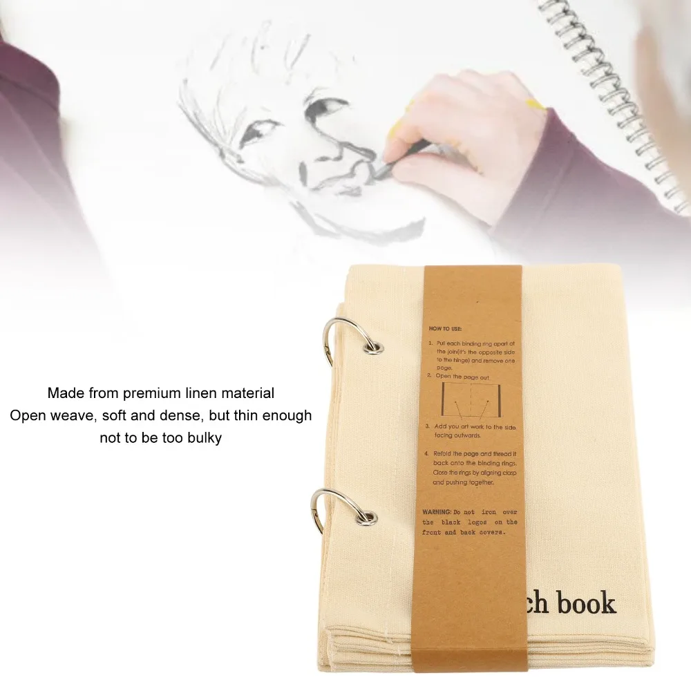 caderno-de-desenho-em-tecido-facil-de-transportar-caderno-de-desenho-artistico-em-tecido-bege-caderno-de-desenho-para-pratica-de-desenho