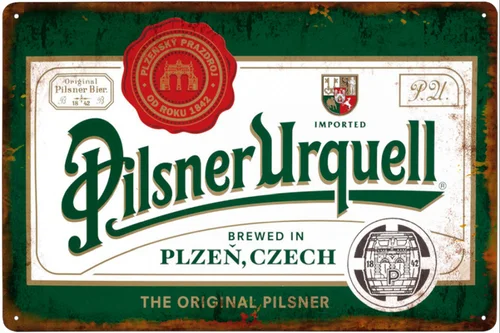 Placa de metal - Pilsner Urquell (anúncio de época) Alumínio