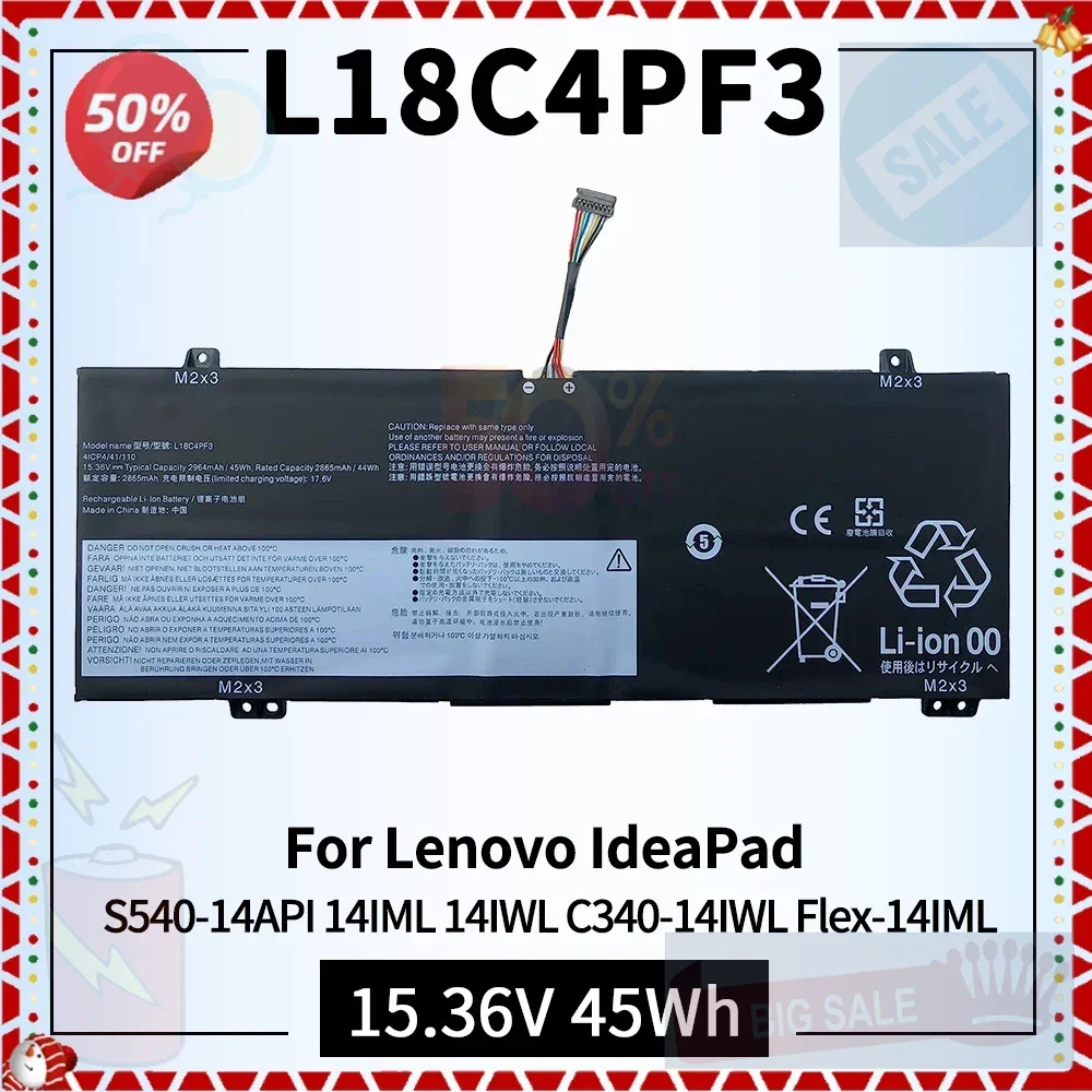 

Аккумулятор для ноутбука L18C4PF3 для Lenovo IdeaPad C340-14API S540-14IWL Flex-14IML L18M4PF4 L18M4PF3 L18C4PF4 15.36V 45Wh, совместимый