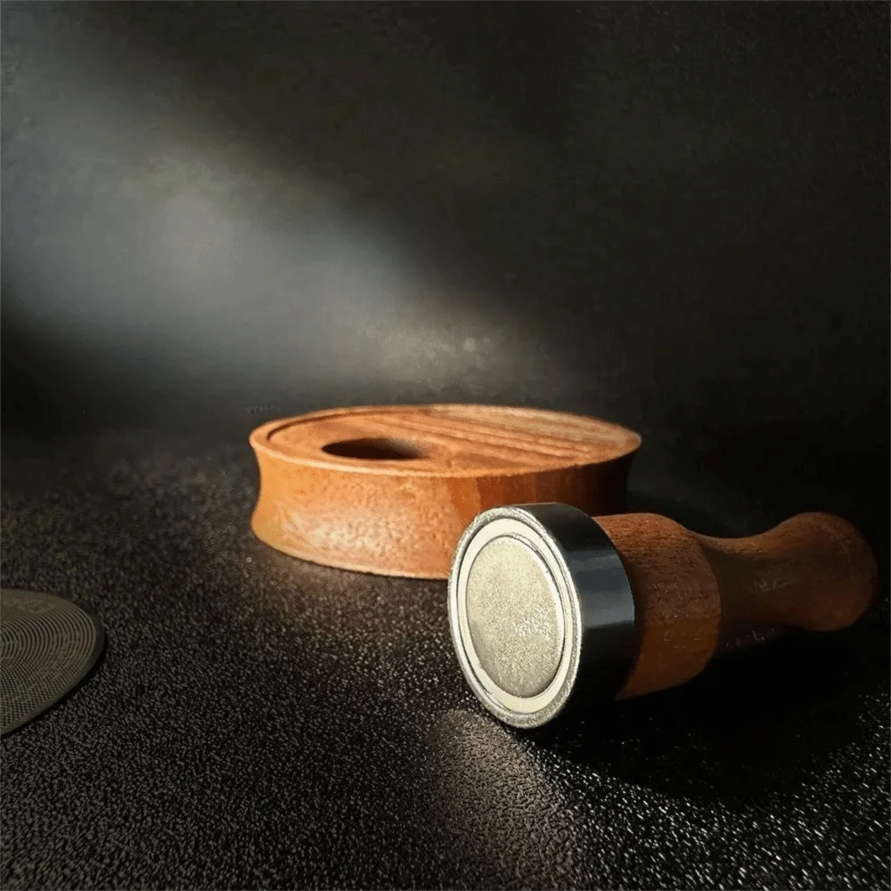 High-magnetic Coffee Powder Screen Magnet Wood Handle Mini Coffee Powder Screen Magnetic Studs Reusable