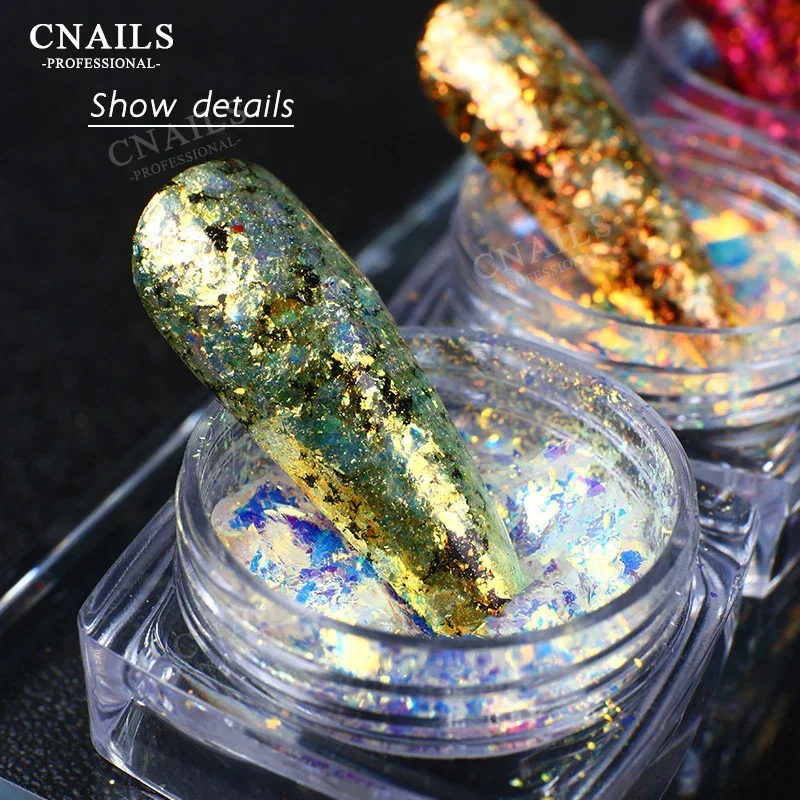 Colorful Nail Powder 0.3g/Box Flake Nail Art Sequins Glitter Shiny Nail Decoration Sparkling Brocade Powder for Manicure Pigment