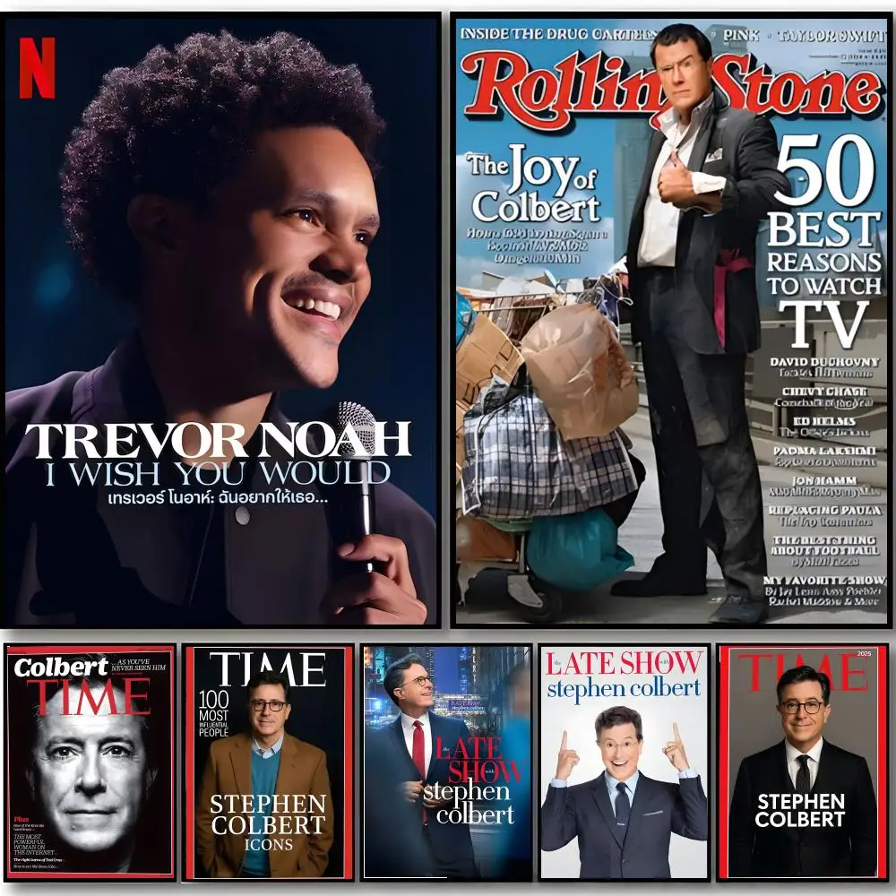 Póster de Stephen Colbert Late Show, comediante y presentador de televisión, arte HD, pared adhesiva, impermeable, decoración estética para el hogar, dormitorio, bar