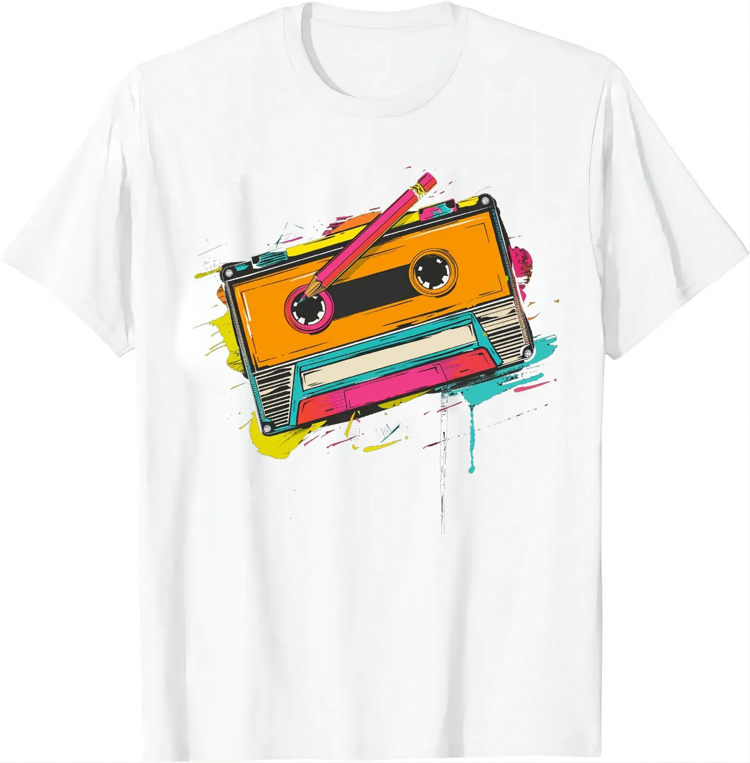 80s Cassette Pencil 80s Retro Throwback Music T-shirt Women's Clothing Retro T-shirt Camisetas