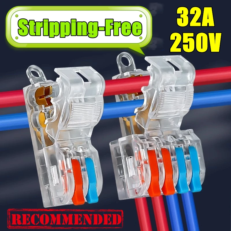 

T-Type Stripping Free Wiring Connector with Fixing Hole Quick Branch Splice Junction Box Lever Wire Connector Home Appliances