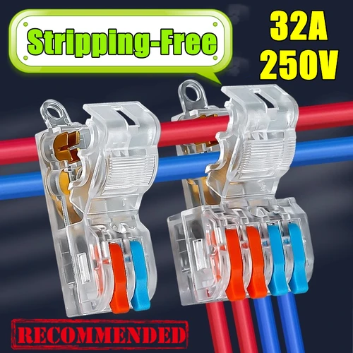 Imagen 1 del producto Conector de cableado libre de pelado tipo T con orificio de fijación, caja de conexiones de empalme de rama rápida, conector de cable de palanca, electrodomésticos