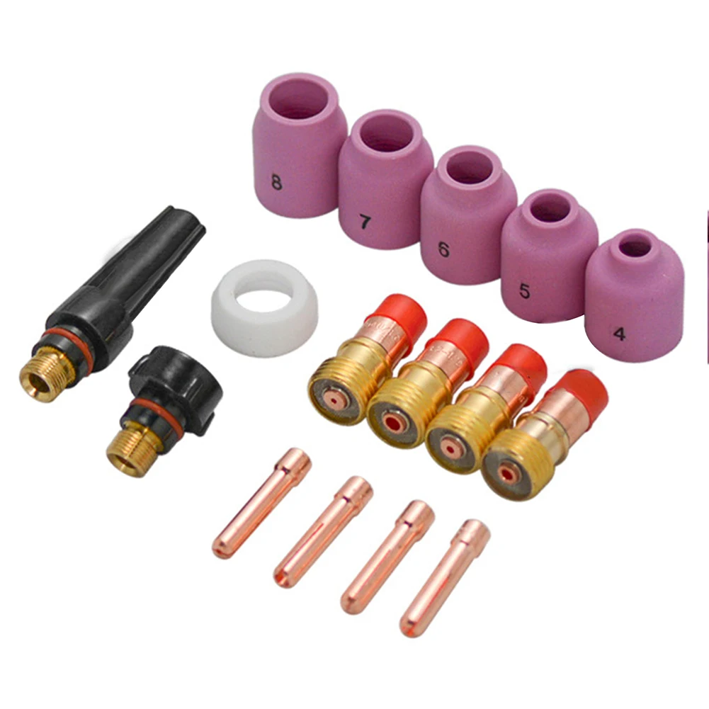 

16pcs/set TIG Welding Kit Welding Torch Kit For Stubby Gas Lens Chuck Alumina Nozzle For WP-17/18/26 Series