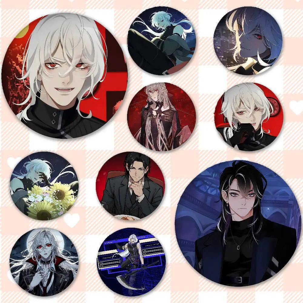 Game A Date With D-Death Badges Peripheral Lapel Pins Tinplate Round Brooch For Shoulder Bag Accessories Souvenir Gifts