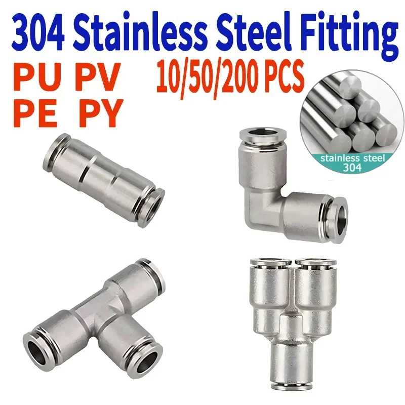 

PU PV PE PY 304 Stainless Steel Pneumatic Air Hose Fittings Metal Quick Release Coupling High Pressure Fitting Pipe Connector