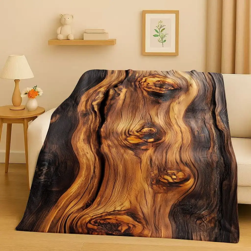

Retro Wood Grain Tree Growth Ring Brown Gray Flannel Blanket,Ultra Soft Plush Throw for Home Bedroom Bed Sofa Cover Gift Kid