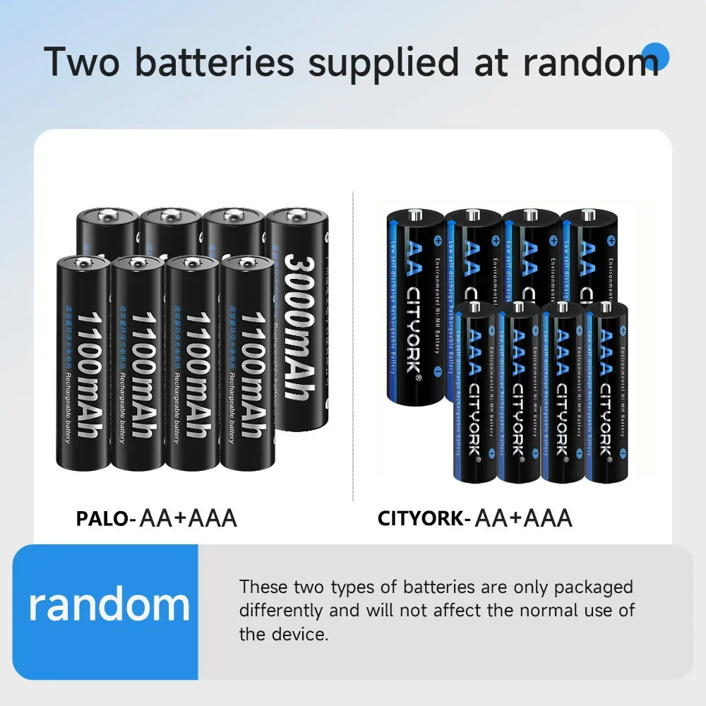 PALO 1.2 V AA + AAA batteria ricaricabile 3000mAh AA LR6 batterie 1100mAh LR3 AAA batteria + 8 slot 1.2 V AA AAA caricabatteria