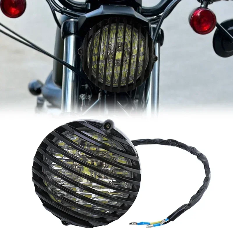 

For Harley Touring Dyna Sportster 48 72 1200 883 Motorcycle Black Front Headlight Grill Cover Retro Vintage Headlamp