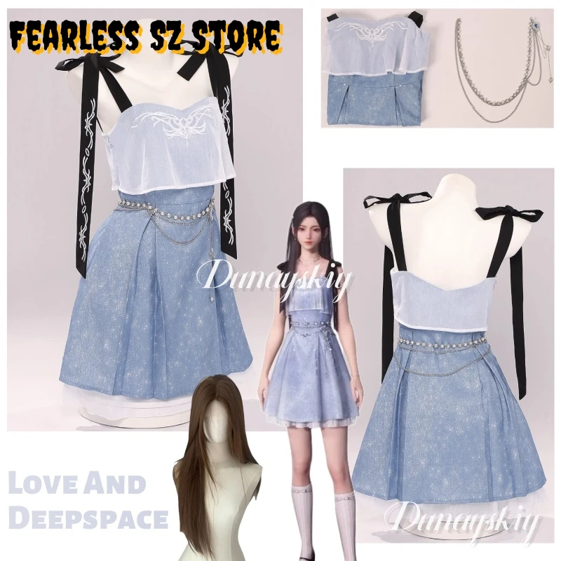 

Game Love And Deepspace Caleb Couple Suit Rover Cosplay Costume Blue Camisole Dress Girls Women Clothes Halloween Party Suit