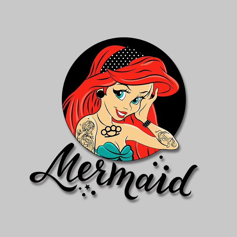 

Cartoon Punk Mermaid Princess art letter sticker Thermal transfer printing Washable Clothing thermoadhesive patches