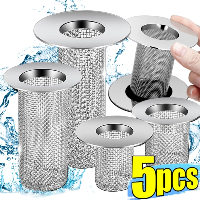 5/1Pc Stainless Steel Floor Drain Filter Anti-Clog Bathroom Sink Bathtub Shower Drain Strainer Hair Catcher Bathroom Accessories