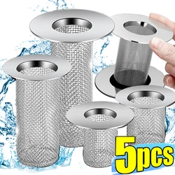 5/1Pc Stainless Steel Floor Drain Filter Anti-Clog Bathroom Sink Bathtub Shower Drain Strainer Hair Catcher Bathroom Accessories