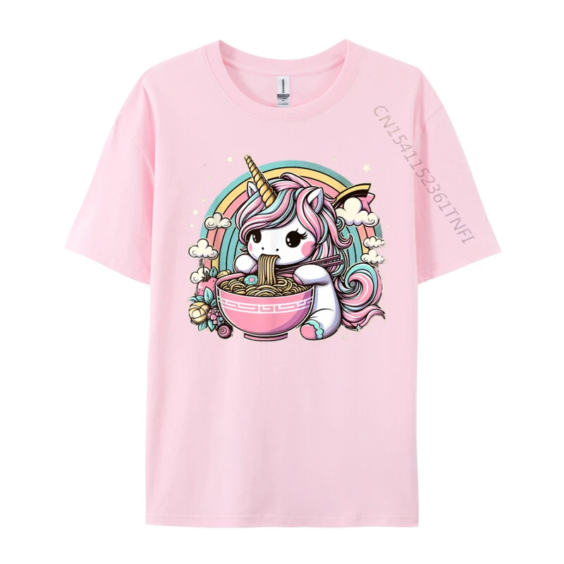 Unicorn Ramen Kawaii Neko Japanese Noodles Aesthetic Simple Style Cotton Fabric Men T-Shirt Leisure Tops T Shirt Retro image 4