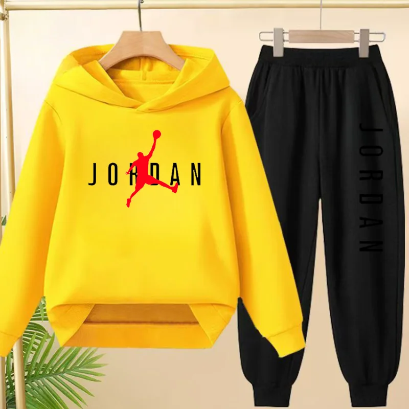 

Kids Spring Trend Letter Slam Dunk Print 2pcs Hoodie+Pants Tracksuits 3-13 Years Boys Girls Casual Outfits Children Clothes Sets