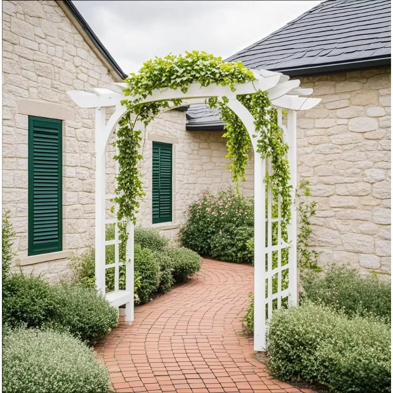 

White Fir Wood Outdoor Garden Arch Trellis Rectangle Shape Arbor for Wedding and Ceremony for Climbing Vines