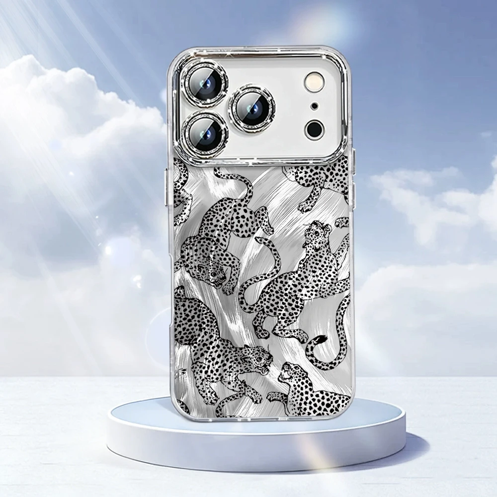 Luxuriöse Leopardenmuster-INS-Hüllen für iPhone 15 16 17 14 Pro Max Plus, iPhone 13 12 11 7 8 XS XR, mit plattierter Linsenschutzfolie. – Detail 3