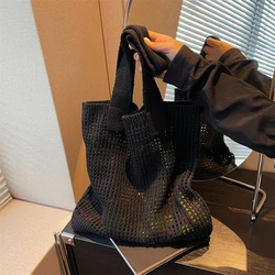 Women Shoulder Bags Large Capacity Crochet Tote Bag Fashion New Knitting Handbags Female Hollow Woven Shopping Bag