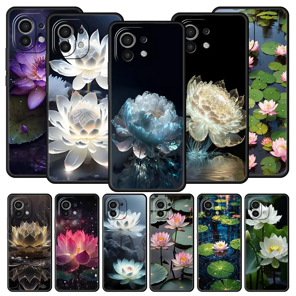 Phone Case For Xiaomi Mi 15 14 14T 13T 12T Pro 12 13 11 Lite 5G 11T X6 X5 Pro Soft TPU Cover Luxury Lotus Flower