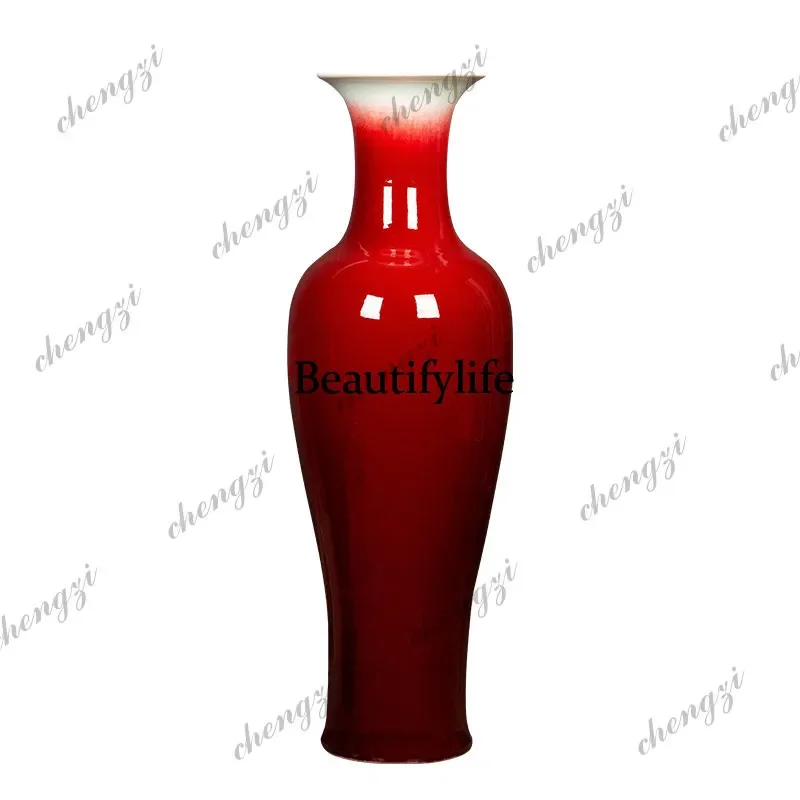 a95 Jingdezhen Ceramic Langhong Glazed Vase New Chinese Home Furnishing Living Room Decoration Large Crafts