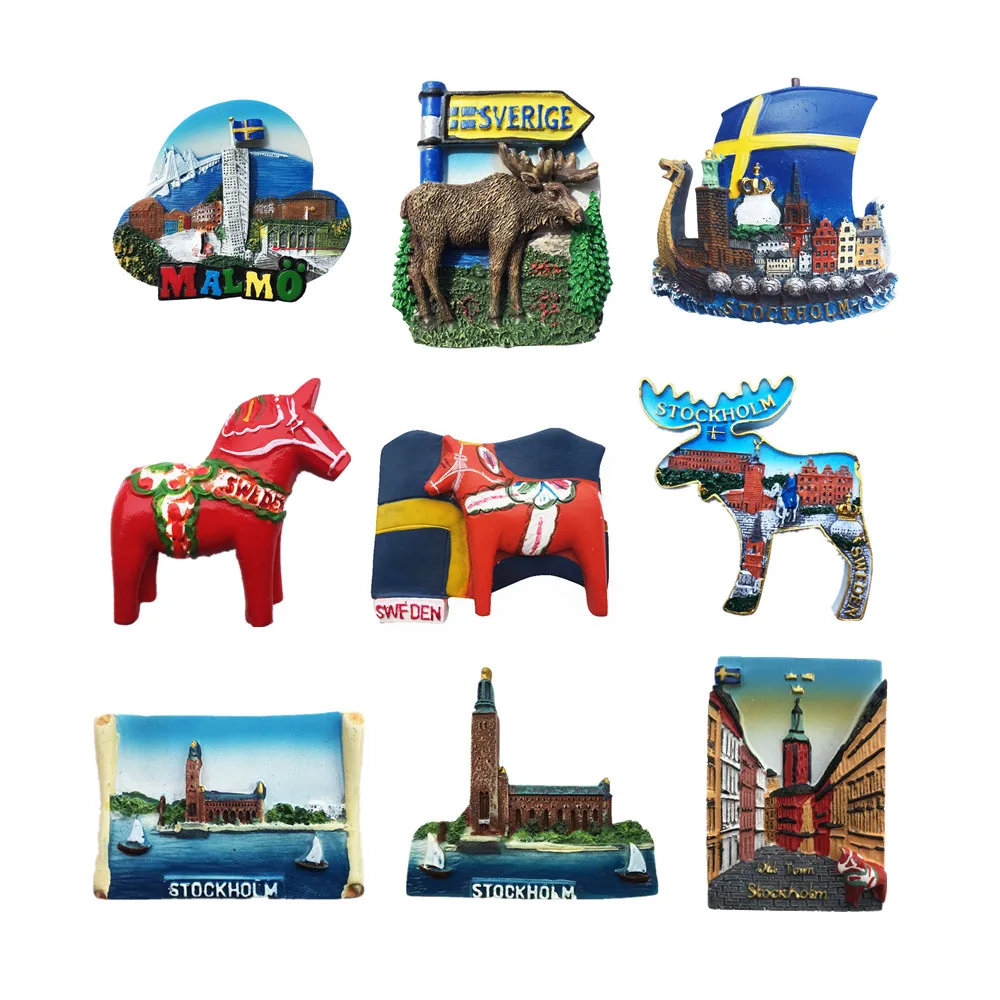 Europe Sweden 3D Fridge Magnets Tourism Souvenir Refrigerator Magnets Sticker Collection Handicraft Decoration Articles