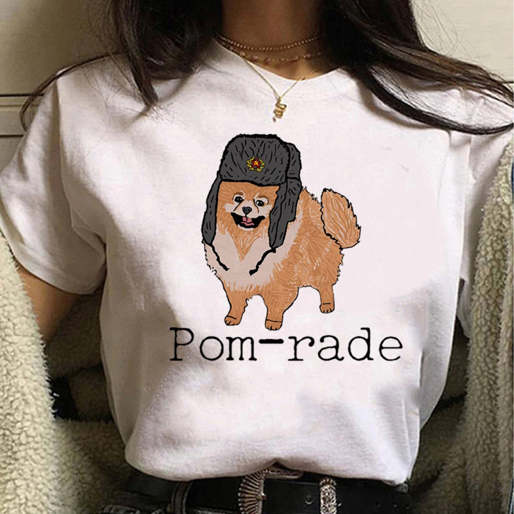 Pomeranian Tee women streetwear designer t shirt female designer clothes