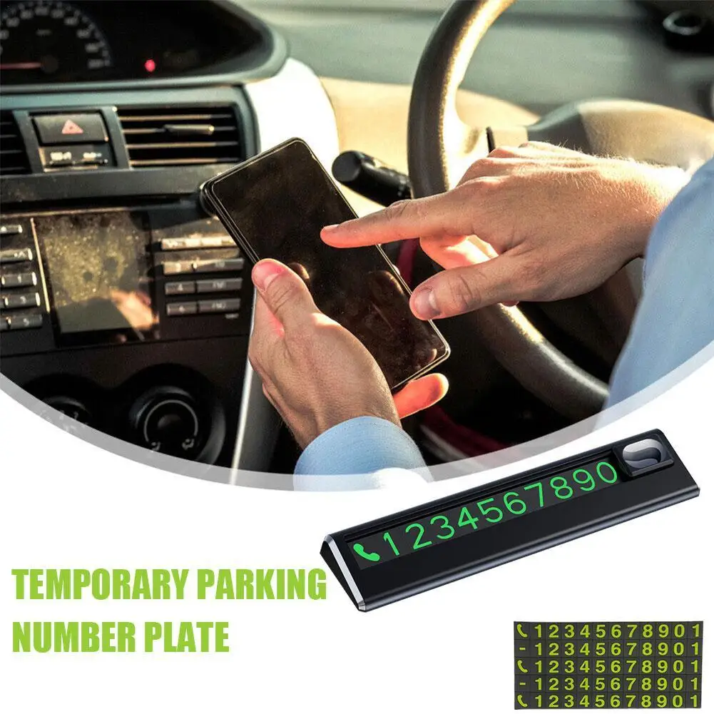 Temporary Parking Card Stop Sign Telephone Number Plate Digital Luminous Phone Number Plate Universal Car Temporary Parking Sign