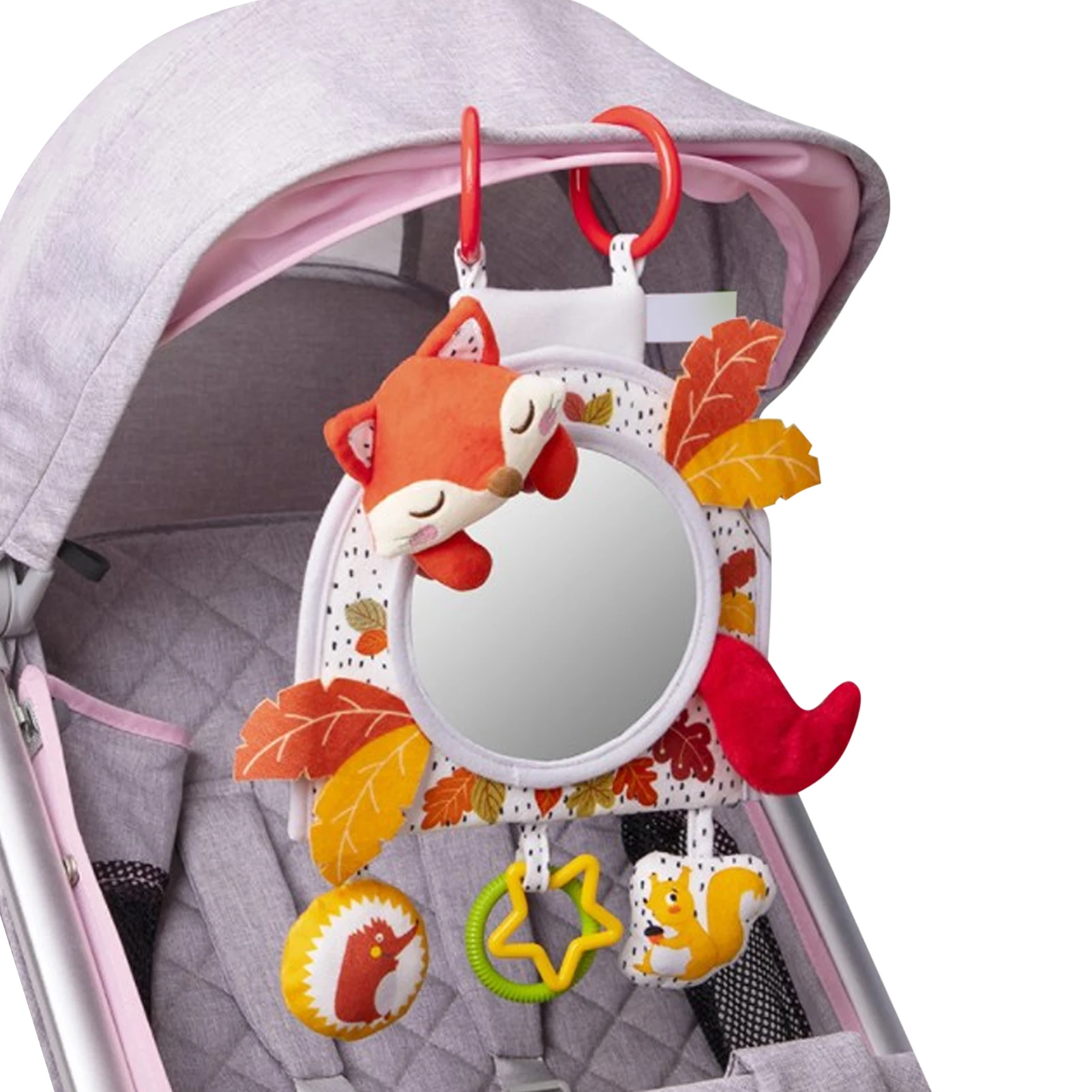 Baby Car Seat Haha Mirror With Rattles Teether Baby Toys Tummy Time Fox Owl Hanging Mirror For Car Seats Cribs And Baby Stroller