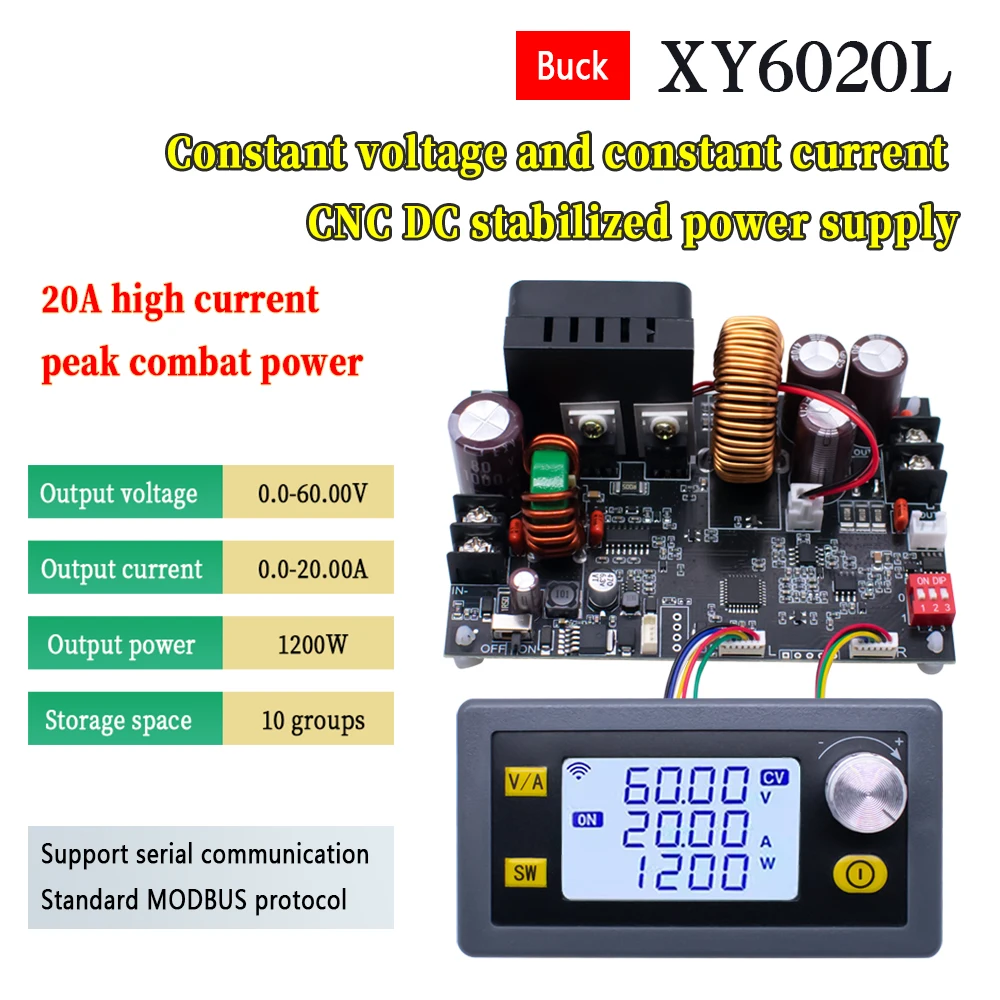 XY6020L 1200W CNC Voltage Regulator Power Supply DC Adjustable Stabilized 20A Constant Voltage Constant Current Step-Down Module