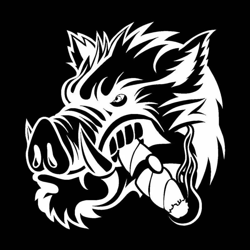 A Ferocious Wild Boar Car Sticker Vinyl Decal Black Silver 17.2CM*17.8CM