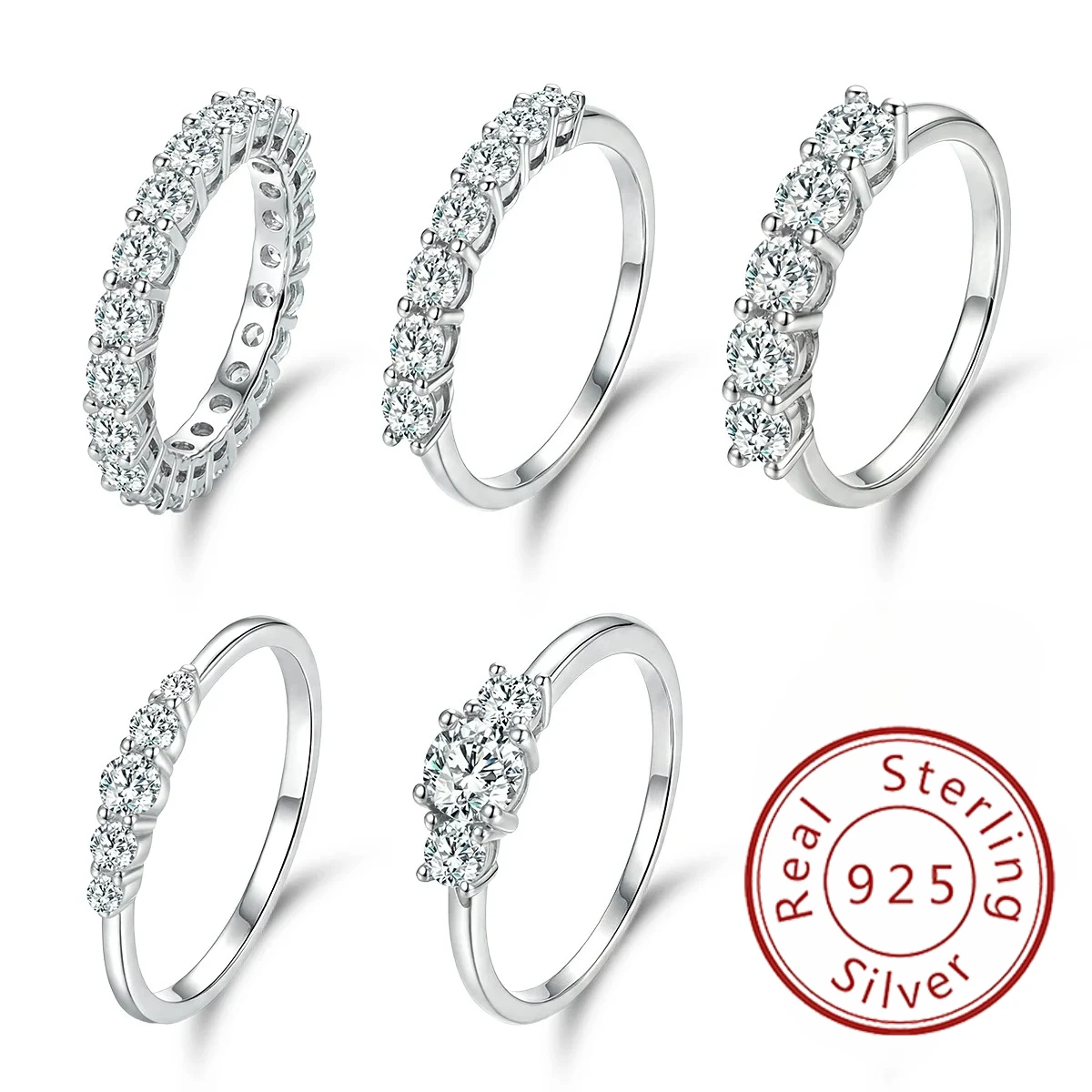925 Sterling Silber Modischer, wunderschöner, glänzender runder Zirkon-Ring für Frauen, Verlobung, Hochzeit, Party, luxuriöser, hochwertiger, feiner Schmuck