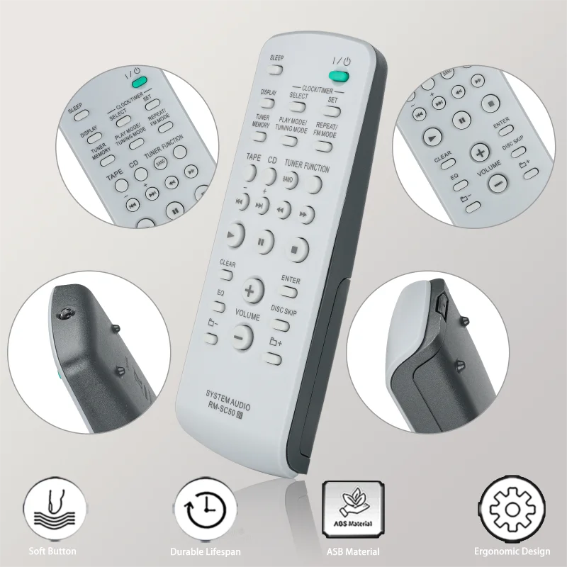 RM-SC50 For Sony Remote Control Replacement, For Sony Micro Hi-Fi Component System MHC-RG295 HCD-RG295 MHC-GX470 HCD-GX470