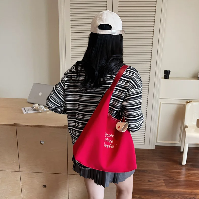 กระเป๋าผู้หญิงใหม่ ฤดูใบไม้ร่วง 2025 - กระเป๋าผ้าแคนวาสขนาดใหญ่พิเศษ สะพายข้าง/ถือ  สไตล์มินิมอลแบบเกาหลี