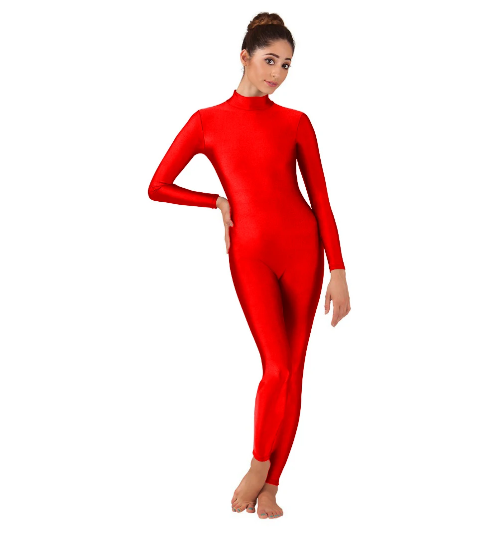 Vrouwen Spandex Ballet Unitard Mock Hals Lange Mouw Danspak Een stuk Kostuums Full Body Turnpakje Bodycon Jumpsuits Voetloze